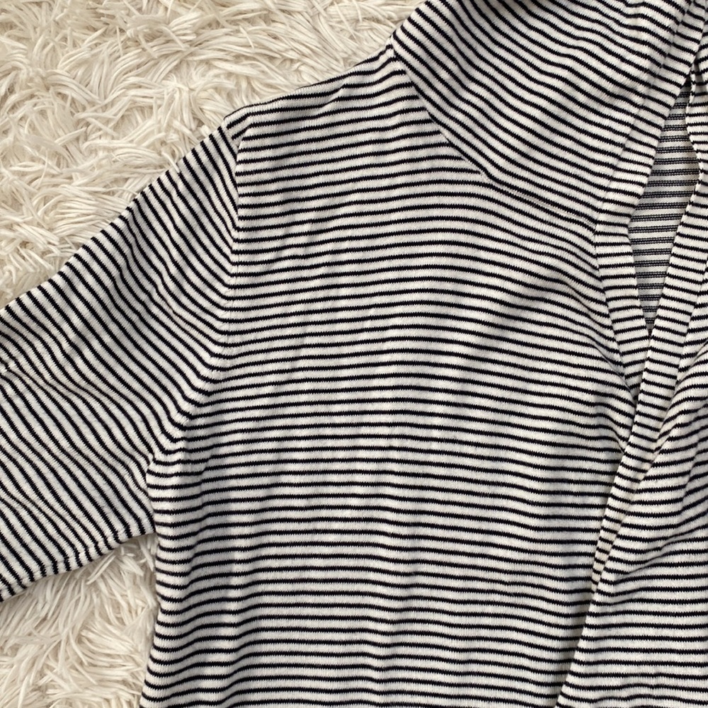 Loft Open Hooded Striped Cardigan 💗 White & Black - Picture 12 of 16